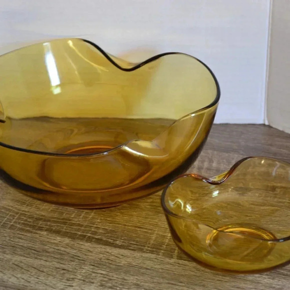 Vtg Anchor  Hocking Amber Chip & Dip Set - Picture 2 of 7